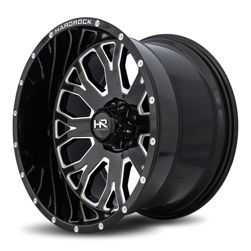 Aluminum Wheels Slammer XPosed 24x14 8x180 -44 125.2 Gloss Black Milled Hardrock Offroad