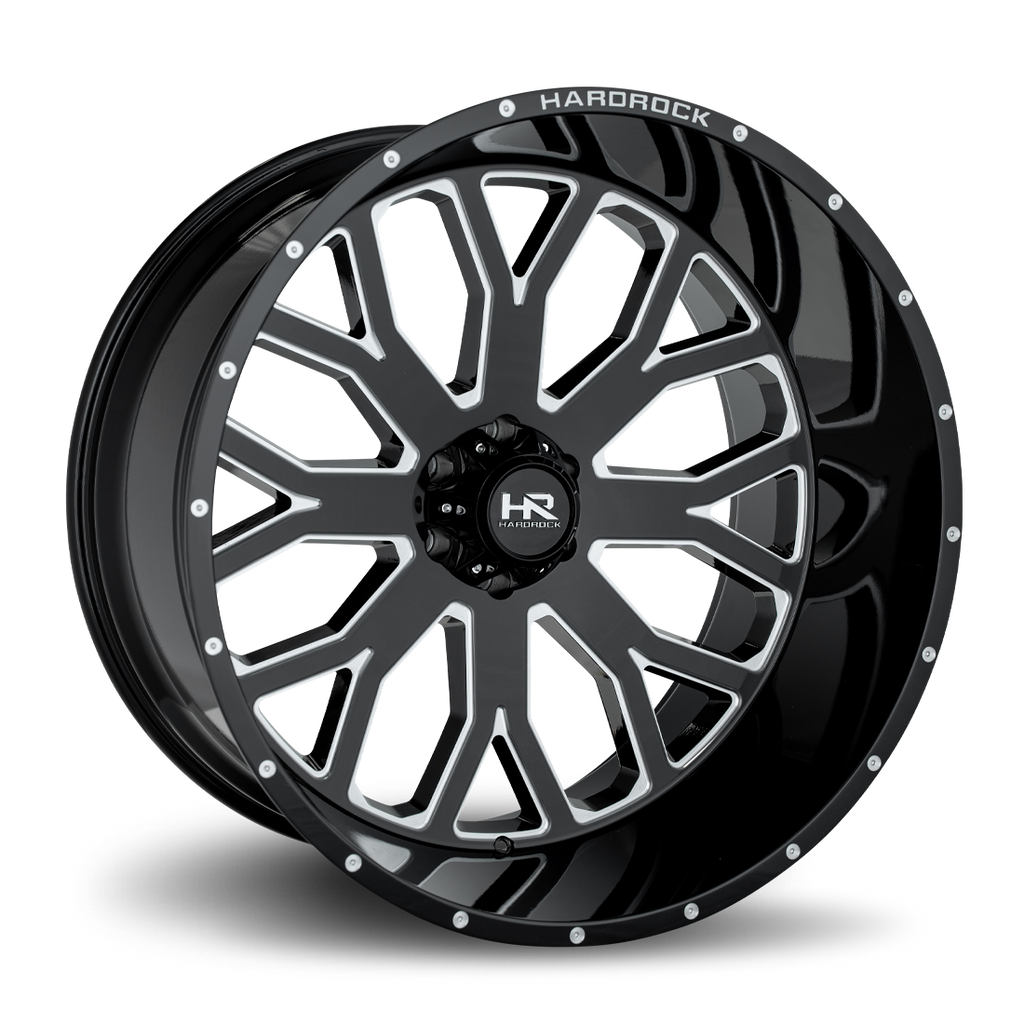 Aluminum Wheels Slammer Xposed 26x14 5x150 -76 110.3 Gloss Black Milled Hardrock Offroad