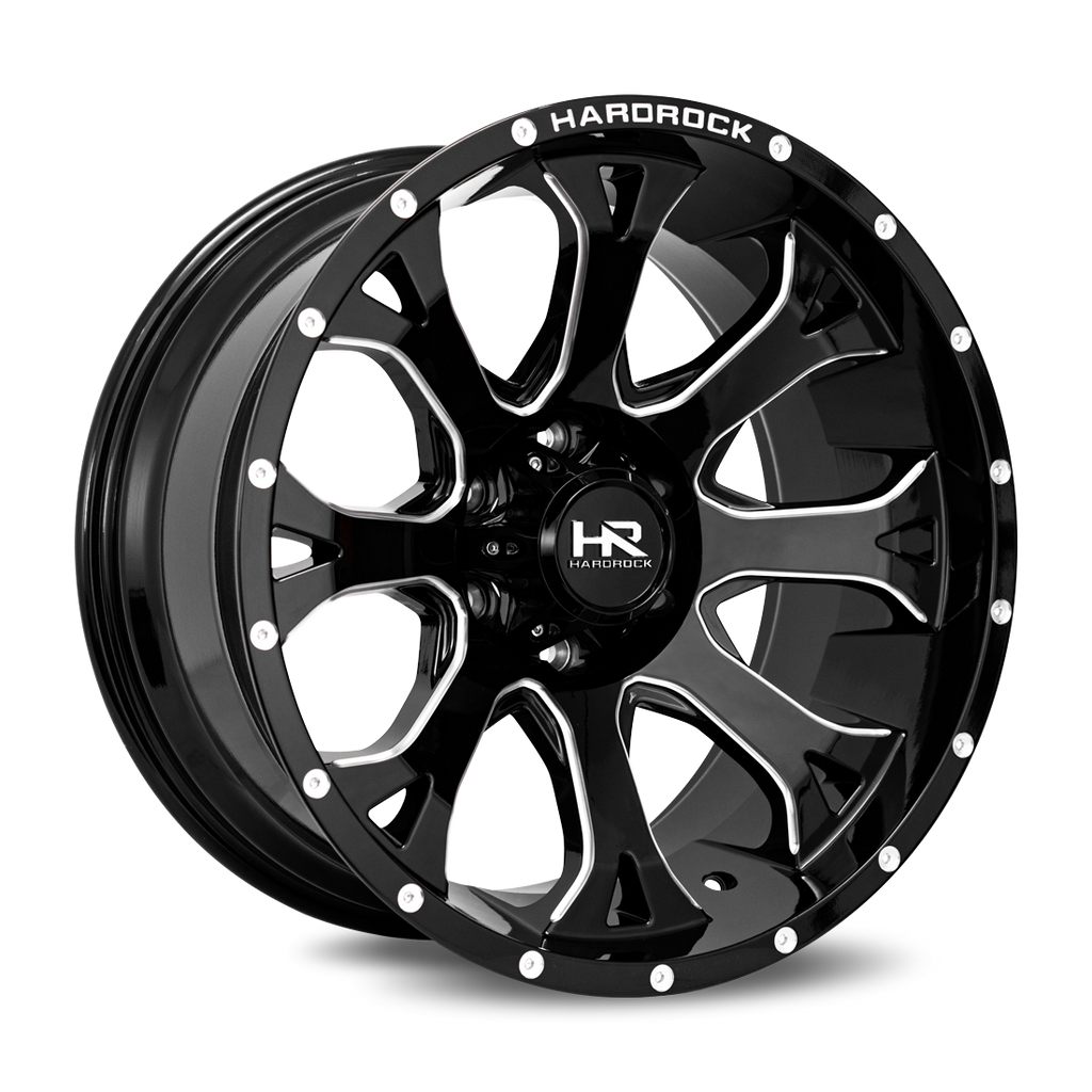 Aluminum Wheels BloodShot Xposed 20x10 6x135 -19 87.1 Gloss Black Milled Hardrock Offroad