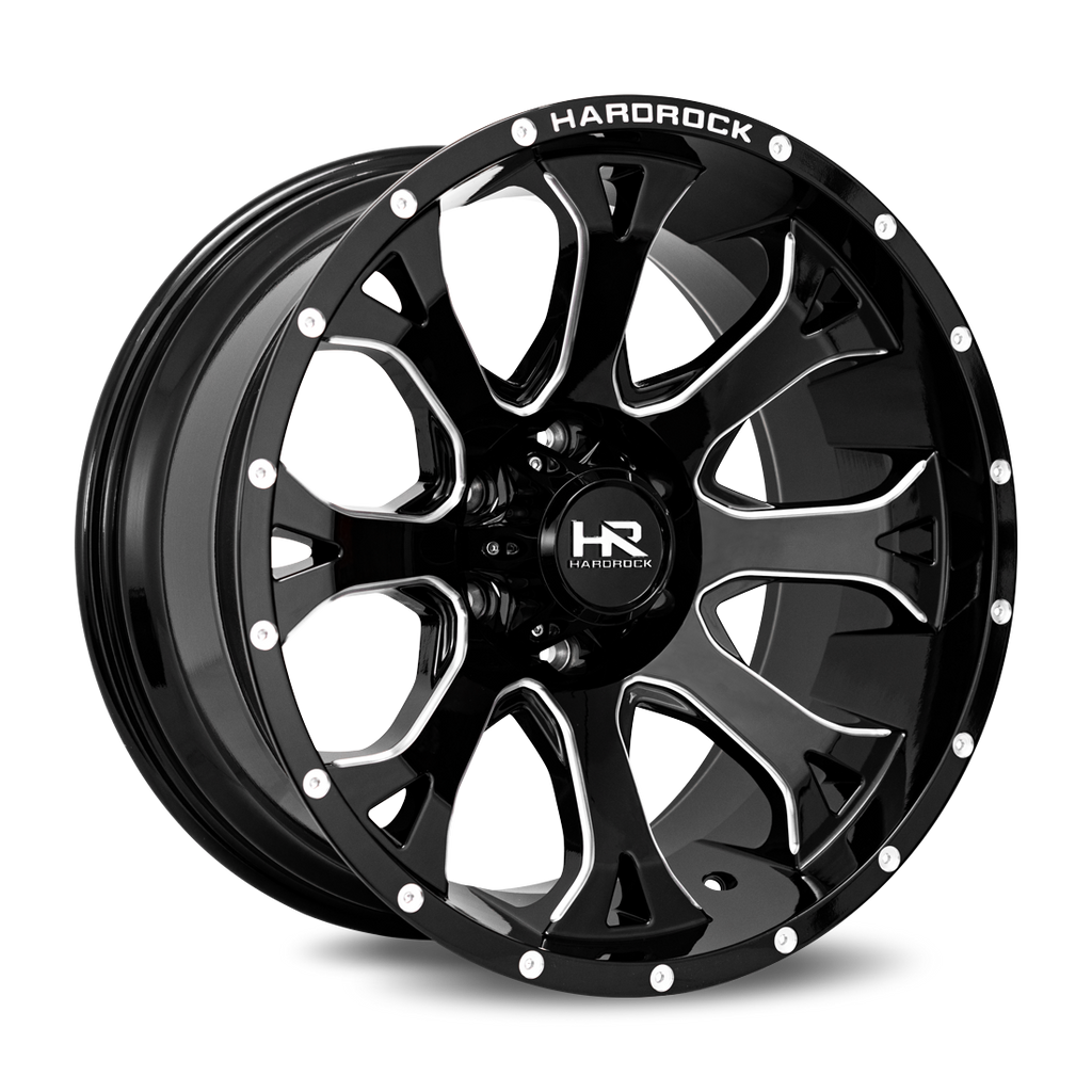 Aluminum Wheels BloodShot Xposed 20x12 6x135 -44 87.1 Gloss Black Milled Hardrock Offroad