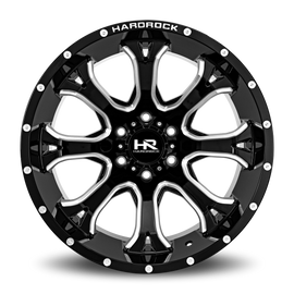 Aluminum Wheels BloodShot Xposed 20x12 5x139.7 -44 87 Gloss Black Milled Hardrock Offroad