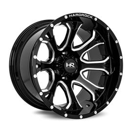 Aluminum Wheels BloodShot Xposed 20x12 5x139.7 -44 87 Gloss Black Milled Hardrock Offroad