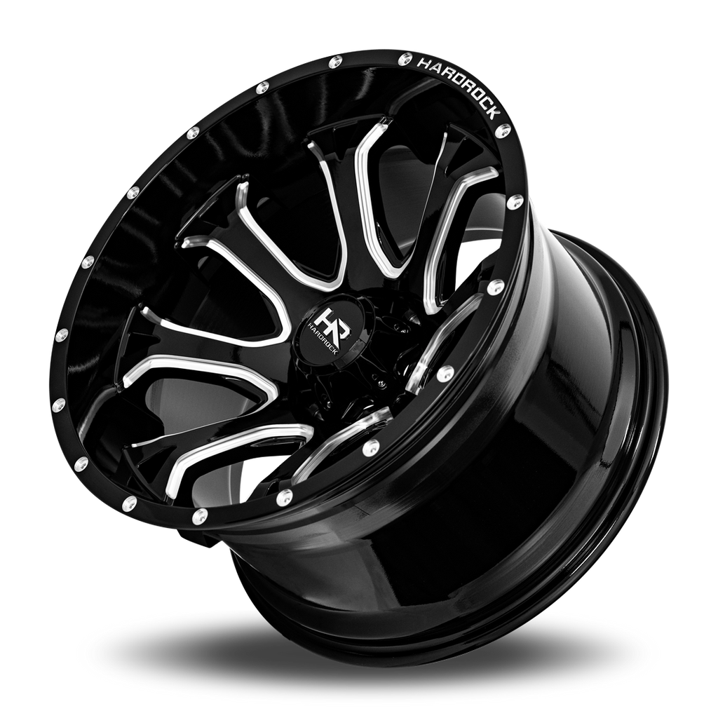 Aluminum Wheels BloodShot Xposed 20x12 5x139.7 -44 87 Gloss Black Milled Hardrock Offroad