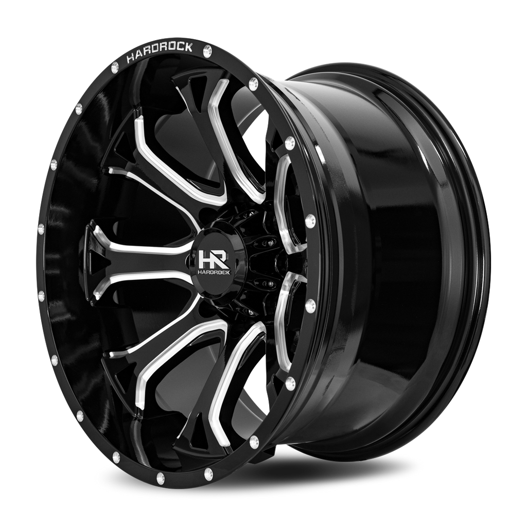 Aluminum Wheels BloodShot Xposed 22x12 5x150 -51 110.3 Gloss Black Milled Hardrock Offroad
