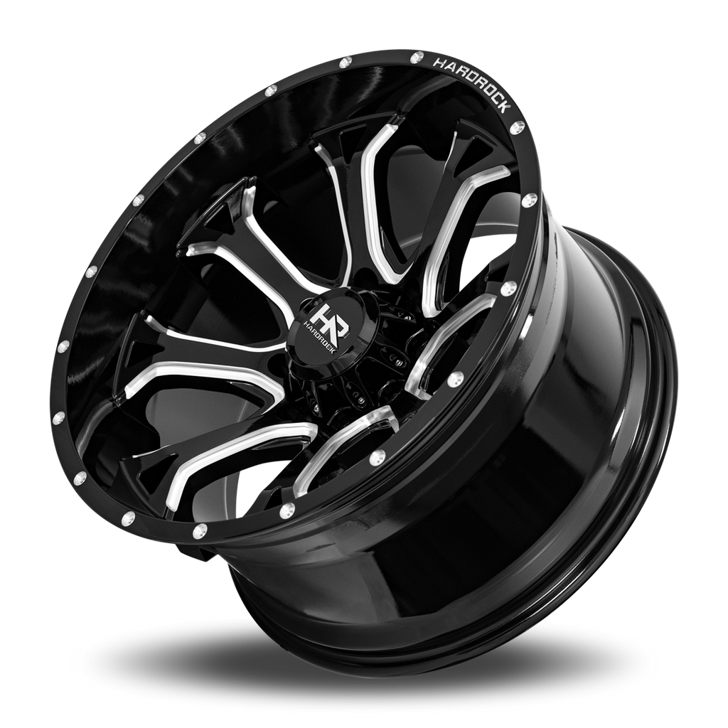 Aluminum Wheels BloodShot Xposed 22x12 8x170 -44 125.2 Gloss Black Milled Hardrock Offroad