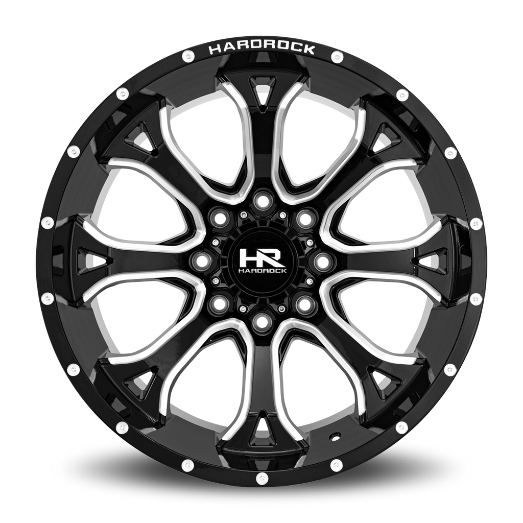 Aluminum Wheels BloodShot Xposed 22x12 5x139.7 -44 87 Gloss Black Milled Hardrock Offroad