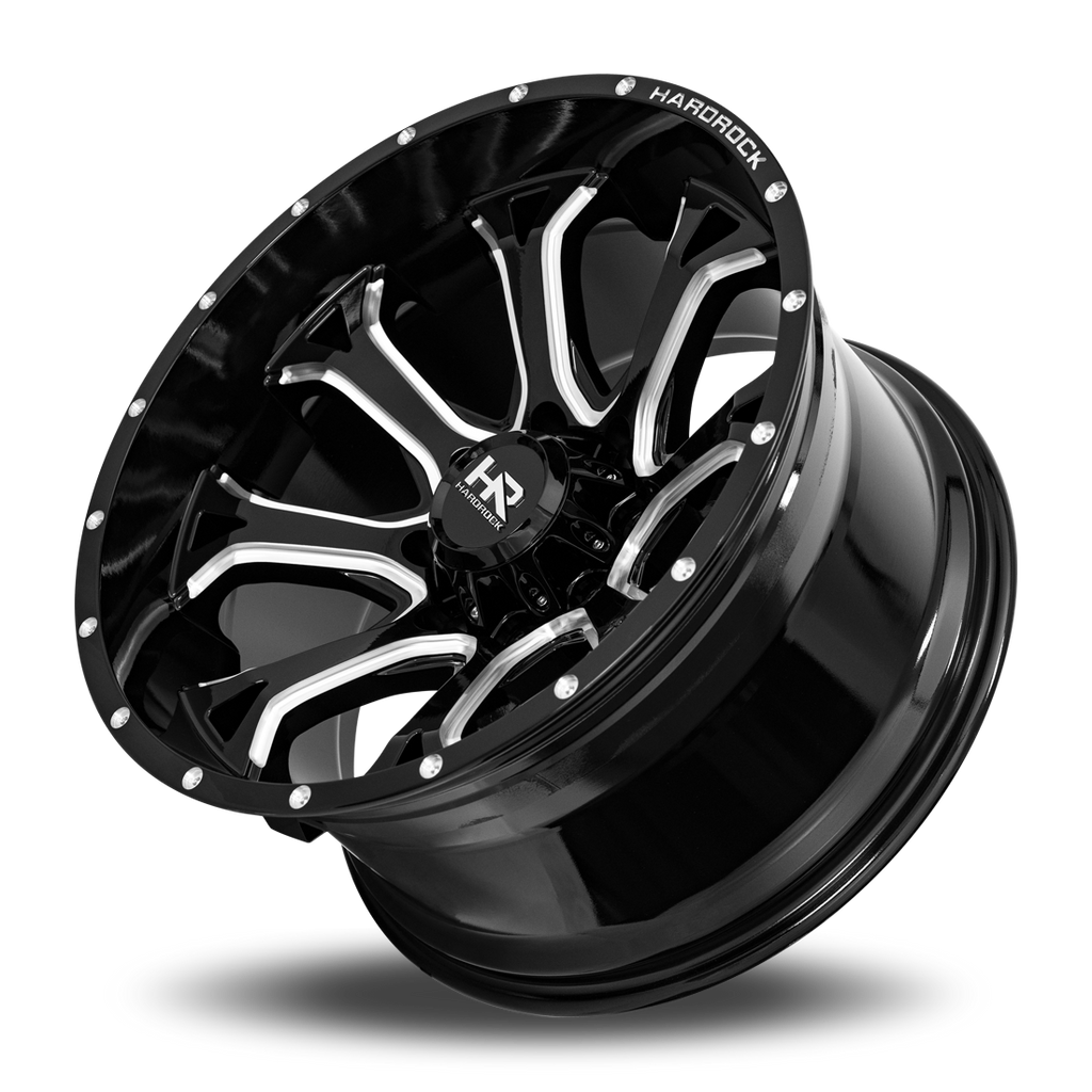 Aluminum Wheels BloodShot Xposed 24x14 8x180 -76 124.3 Gloss Black Milled Hardrock Offroad