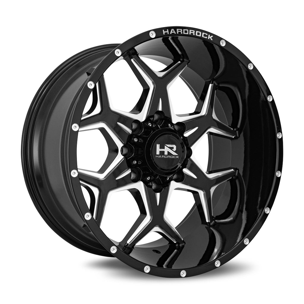 Aluminum Wheels Reckless Xposed 20x10 8x180 -19 124.3 Gloss Black Milled Hardrock Offroad