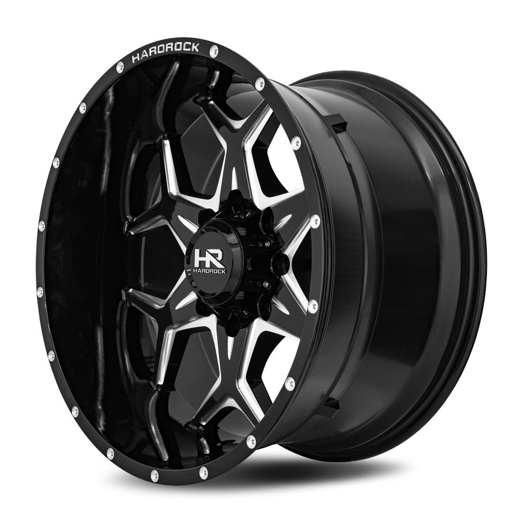 Aluminum Wheels Reckless Xposed 20x10 8x180 -19 124.3 Gloss Black Milled Hardrock Offroad