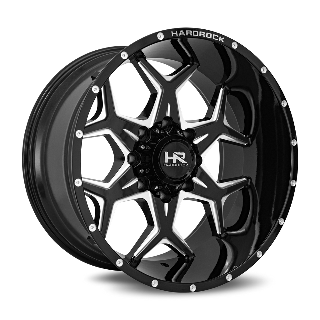 Aluminum Wheels Reckless Xposed 22x12 5x150 -51 110.3 Gloss Black Milled Hardrock Offroad