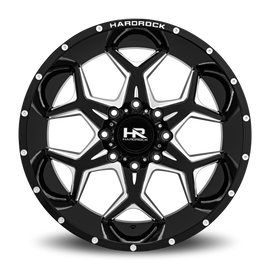 Aluminum Wheels Reckless Xposed 22x12 8x170 -51 125.2 Gloss Black Milled Hardrock Offroad