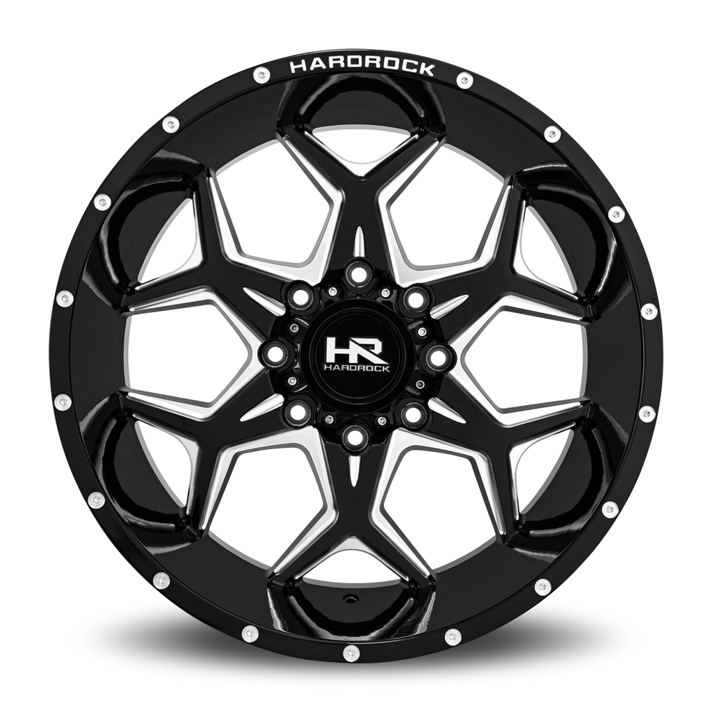 Aluminum Wheels Reckless Xposed 22x12 8x165.1 -51 125.2 Gloss Black Milled Hardrock Offroad