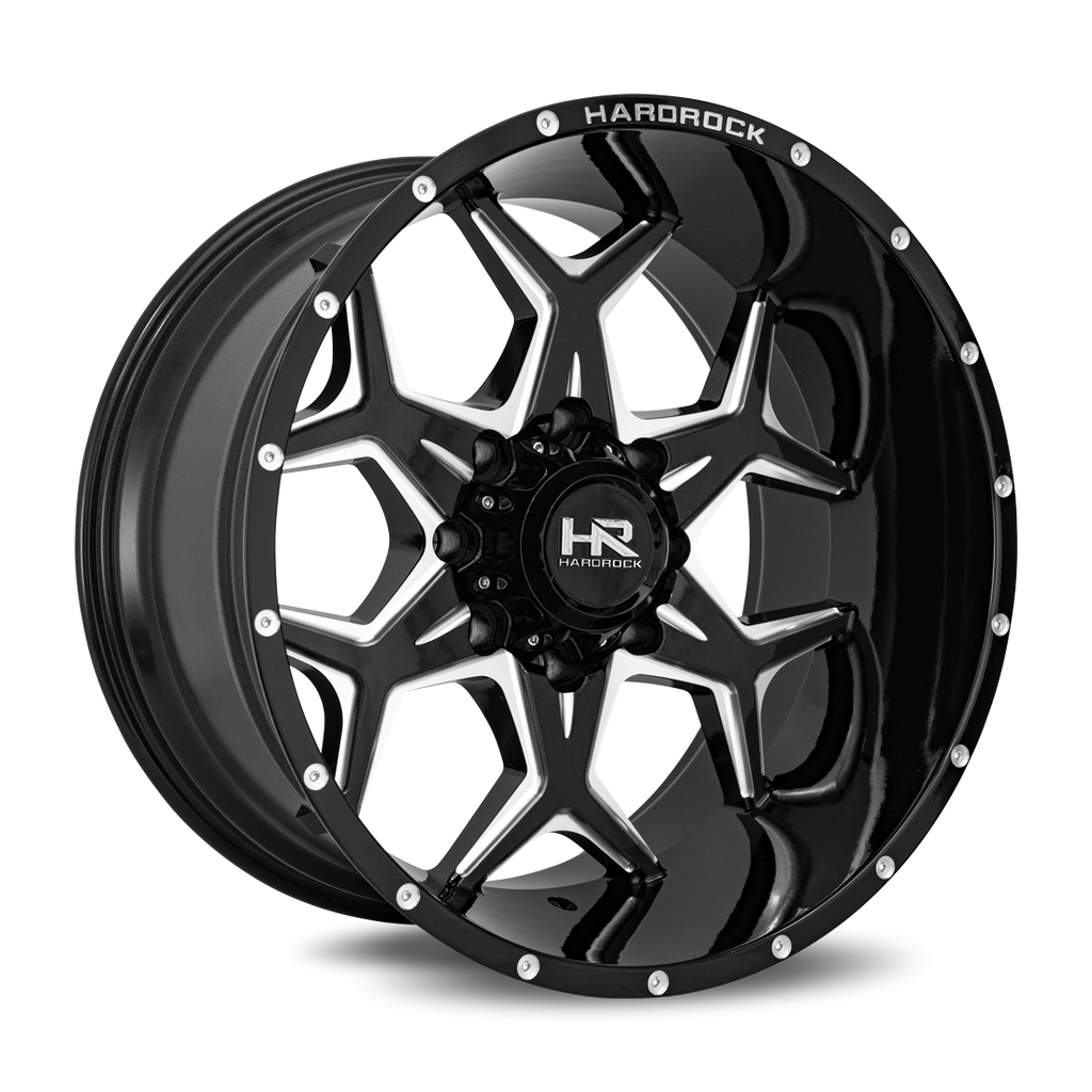 Aluminum Wheels Reckless Xposed 22x12 8x165.1 -51 125.2 Gloss Black Milled Hardrock Offroad