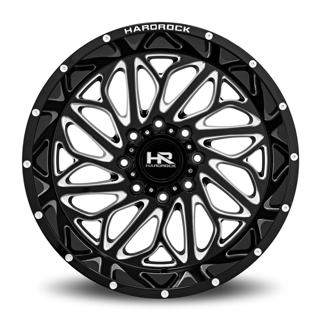 Aluminum Wheels BlackTop Xposed 20x10 6x135 -19 87.1 Gloss Black Milled Hardrock Offroad