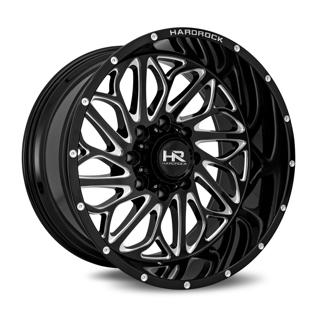 Aluminum Wheels BlackTop Xposed 20x10 8x170 -19 125.2 Gloss Black Milled Hardrock Offroad