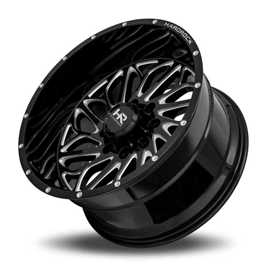 Aluminum Wheels BlackTop Xposed 20x12 8x170 -44 125.2 Gloss Black Milled Hardrock Offroad