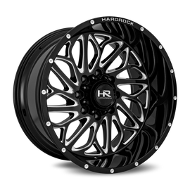 Aluminum Wheels BlackTop Xposed 22x12 8x170 -51 125.2 Gloss Black Milled Hardrock Offroad