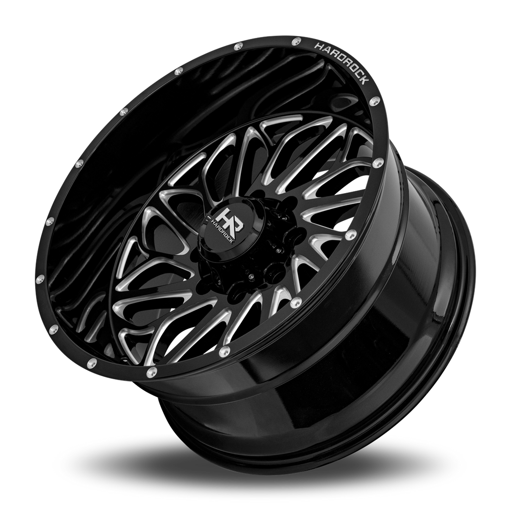 Aluminum Wheels BlackTop Xposed 22x12 5x127 -51 78.1 Gloss Black Milled Hardrock Offroad