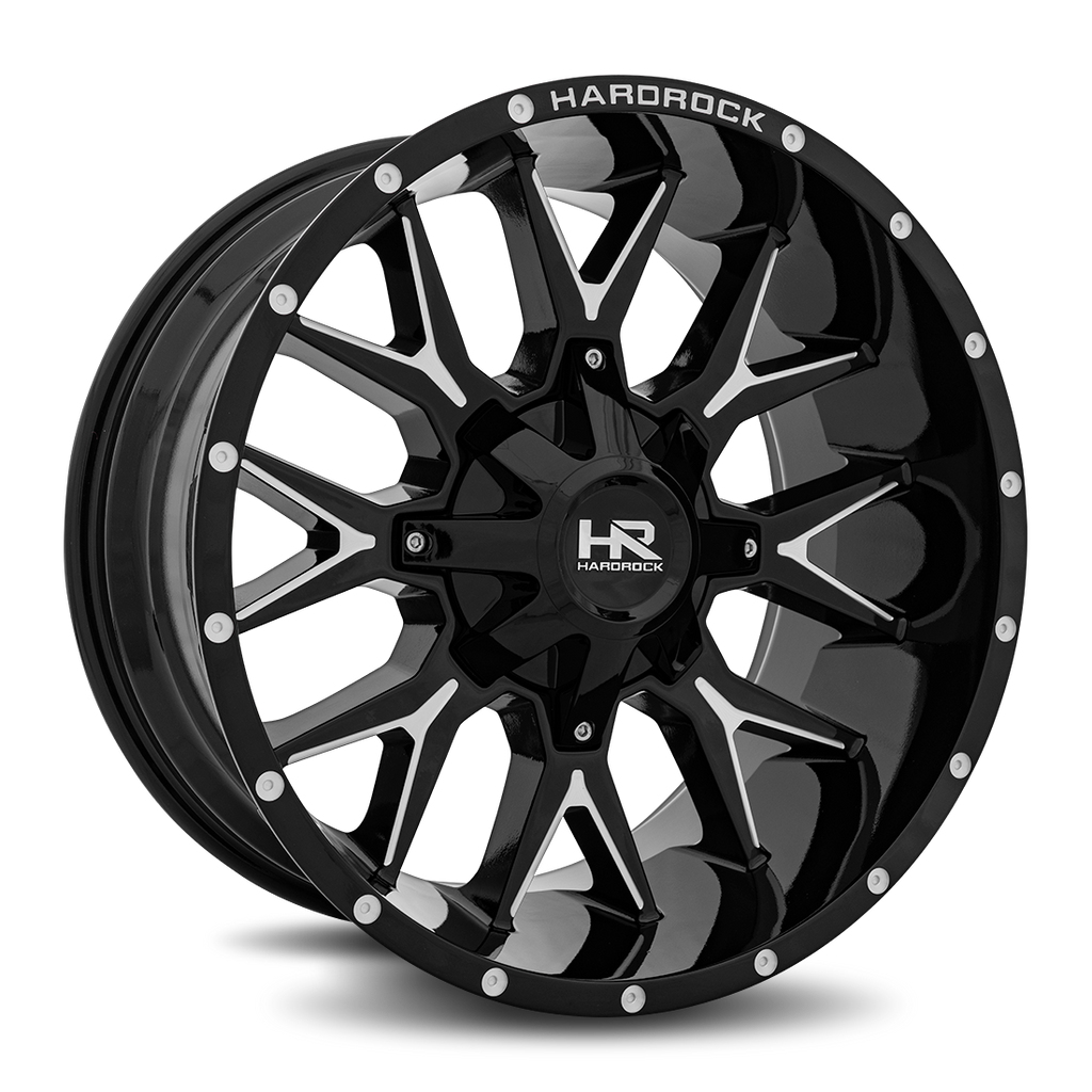 Aluminum Wheels Affliction 20x9 8x170 0 125.2 Gloss Black Milled Hardrock Offroad