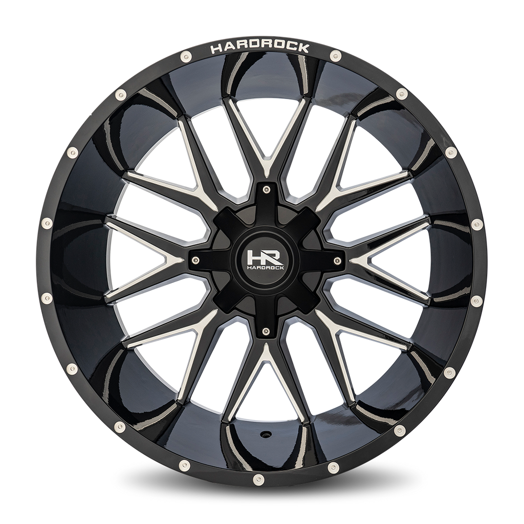 Aluminum Wheels Affliction 24x14 8x170 -76 125.2 Gloss Black Milled Hardrock Offroad