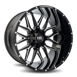 Aluminum Wheels Affliction 24x14 8x180 -76 124.3 Gloss Black Milled Hardrock Offroad