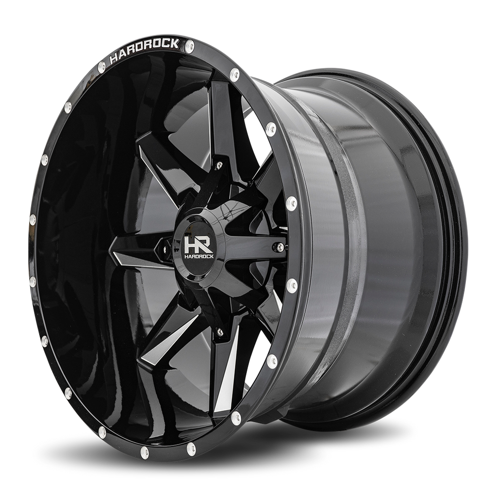 Aluminum Wheels Hardcore 20x12 8x170 -44 125.2 Gloss Black Milled Hardrock Offroad