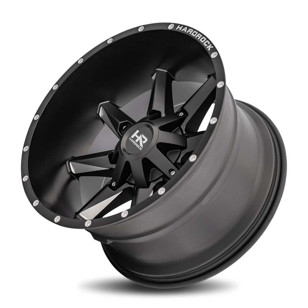 Aluminum Wheels Hardcore 20x12 8x165.1 -44 125.2 Satin Black Milled Hardrock Offroad