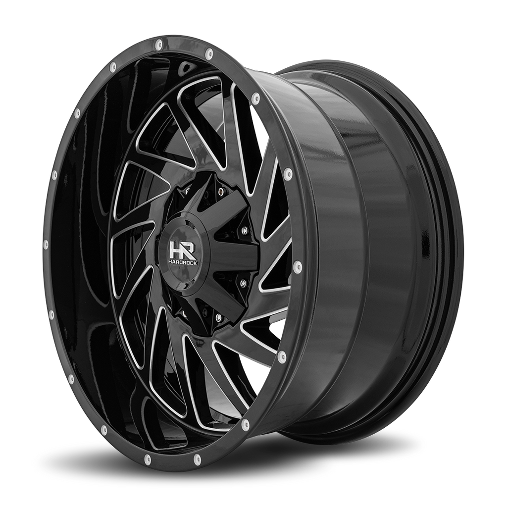 Aluminum Wheels Crusher 20x10 8x170 -19 125.2 Gloss Black Milled Hardrock Offroad