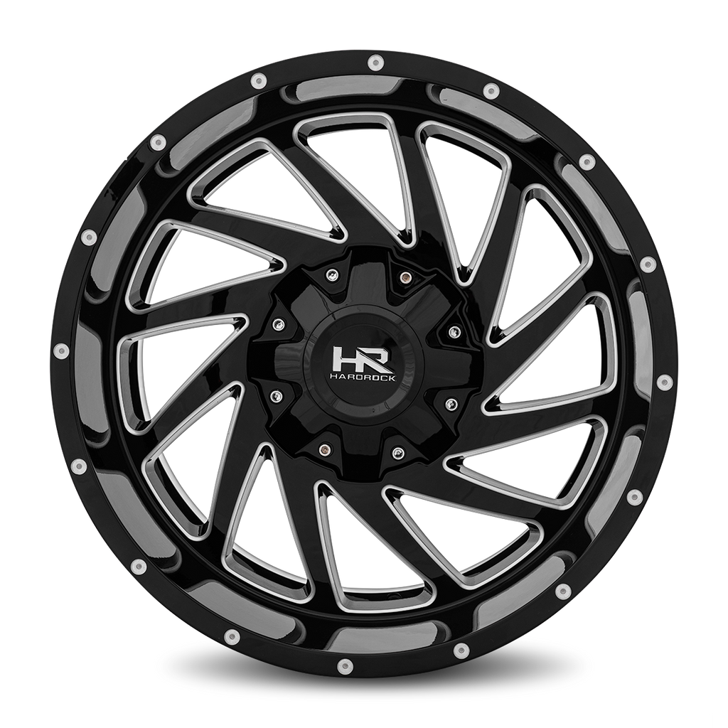 Aluminum Wheels Crusher 20x10 8x180 -19 124.3 Gloss Black Milled Hardrock Offroad