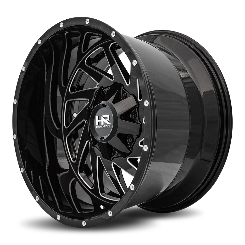 Aluminum Wheels Crusher 20x12 6x135/139.7 -44 108 Gloss Black Milled Hardrock Offroad