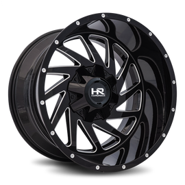 Aluminum Wheels Crusher 20x12 5x127/139.7 -44 87 Gloss Black Milled Hardrock Offroad