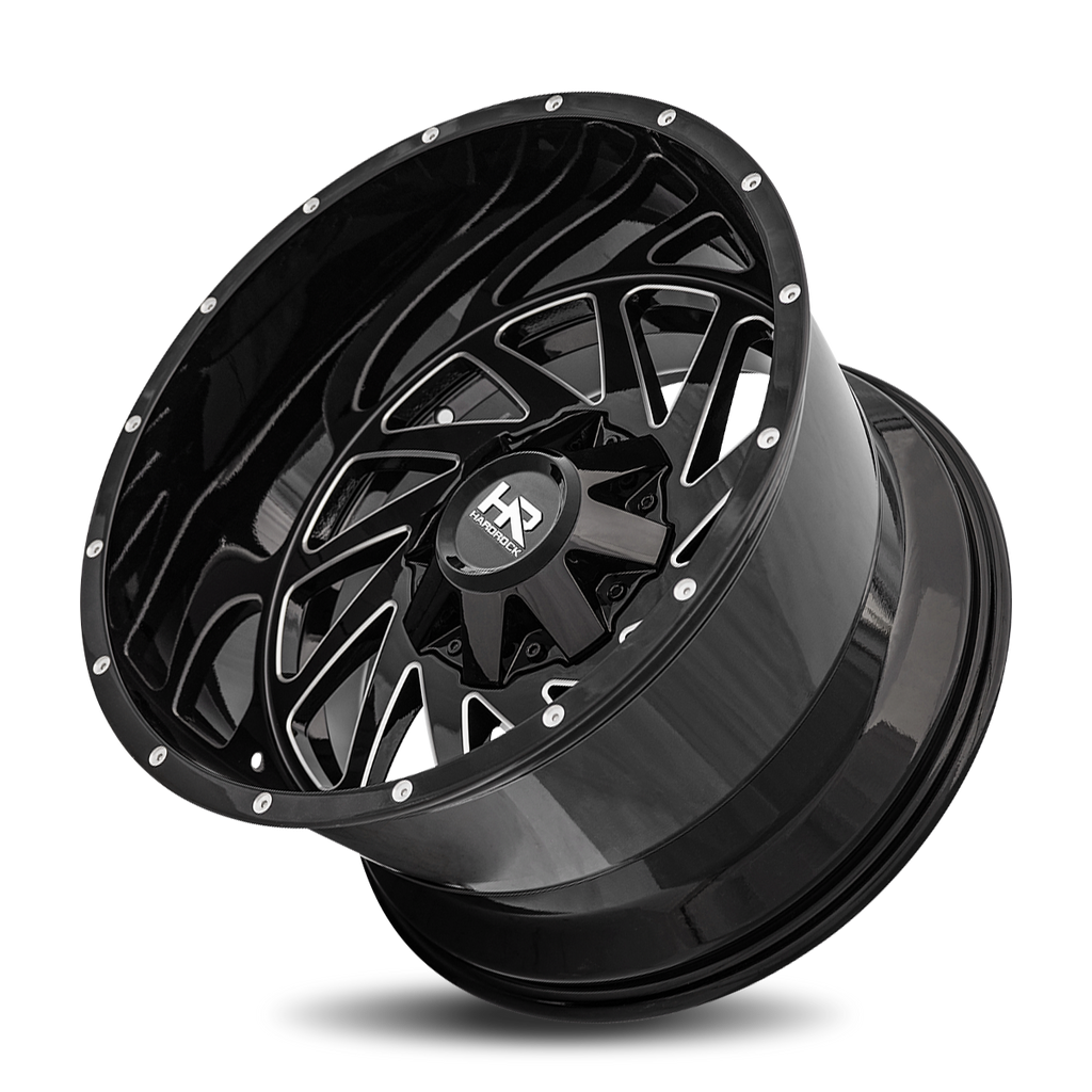 Aluminum Wheels Crusher 20x12 5x127/139.7 -44 87 Gloss Black Milled Hardrock Offroad