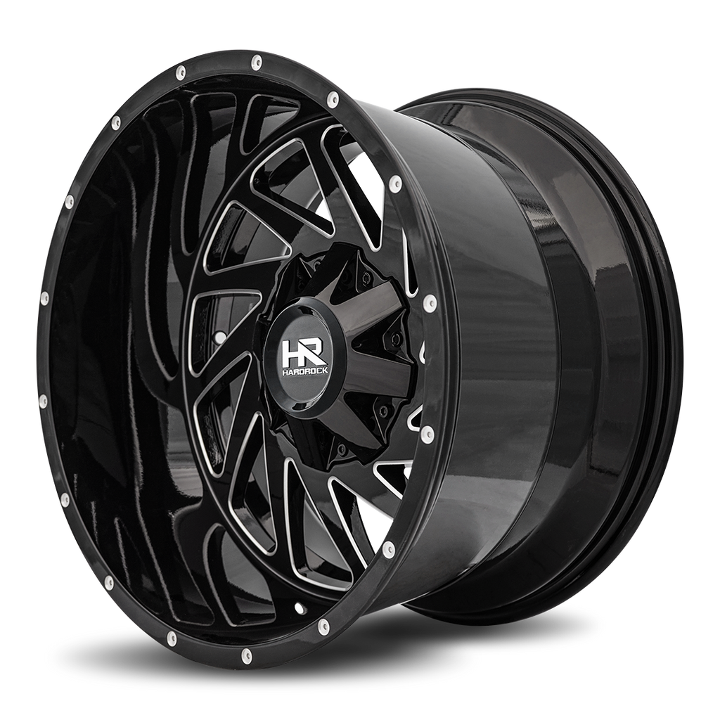 Aluminum Wheels Crusher 20x12 5x150/139.7 -44 110.3 Gloss Black Milled Hardrock Offroad