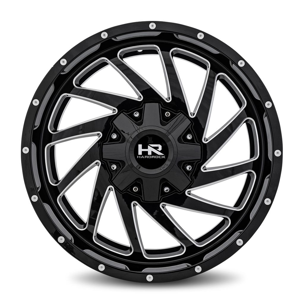 Aluminum Wheels Crusher 20x9 8x180 0 124.3 Gloss Black Milled Hardrock Offroad