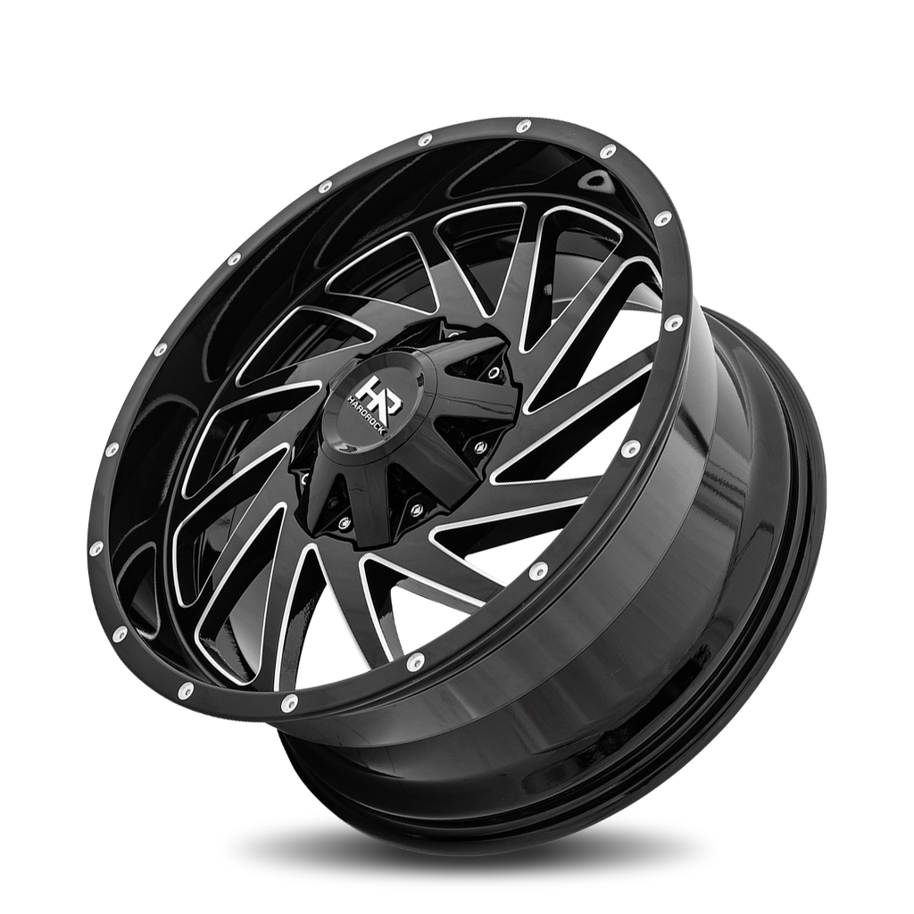 Aluminum Wheels Crusher 20x9 8x180 0 124.3 Gloss Black Milled Hardrock Offroad