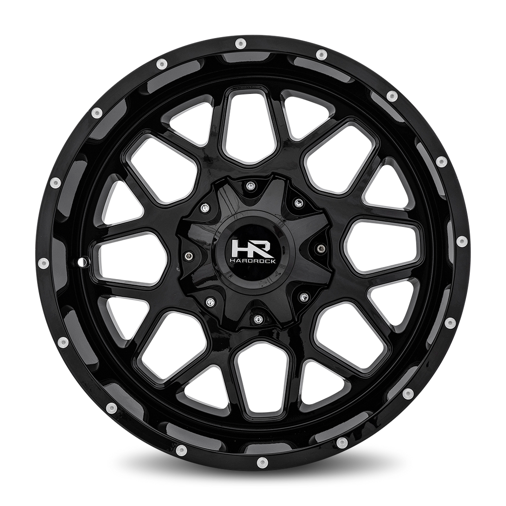 Aluminum Wheels Gunner 20x10 8x180 -19 124.3 Gloss Black Hardrock Offroad