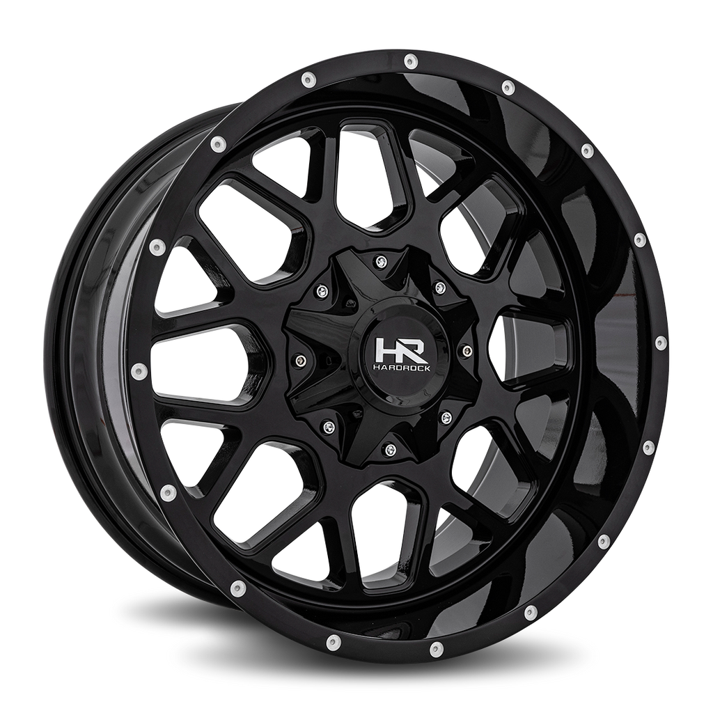 Aluminum Wheels Gunner 20x10 8x180 -19 124.3 Gloss Black Hardrock Offroad