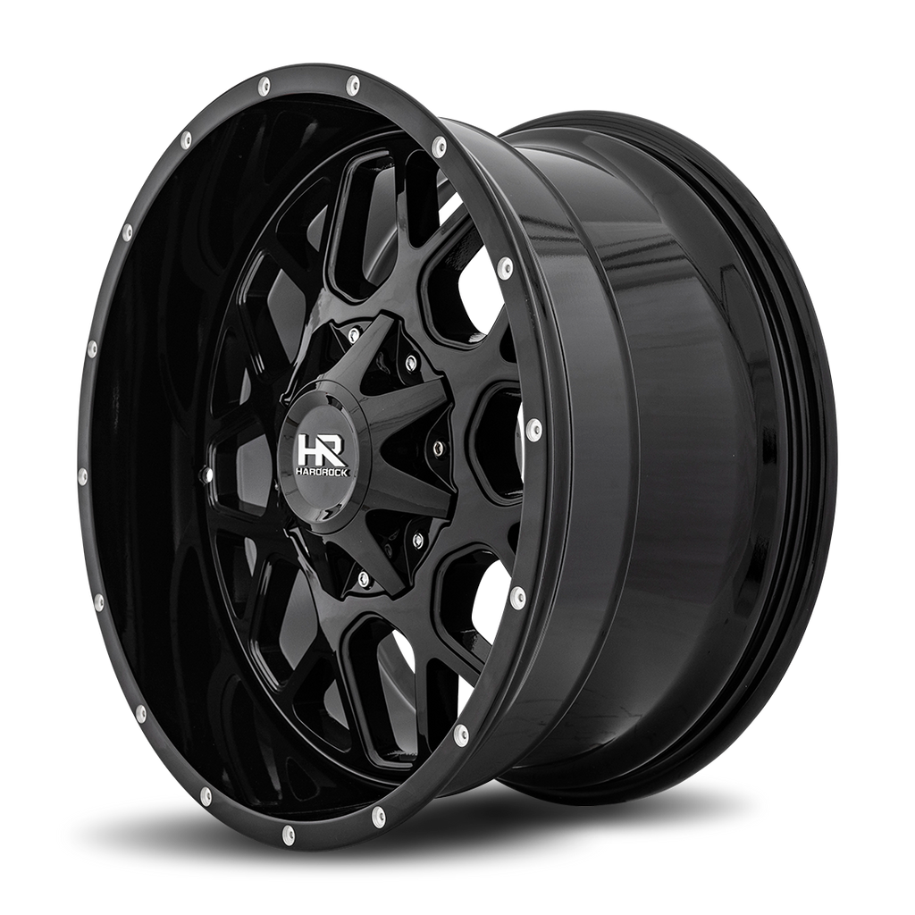 Aluminum Wheels Gunner 20x10 8x180 -19 124.3 Gloss Black Hardrock Offroad