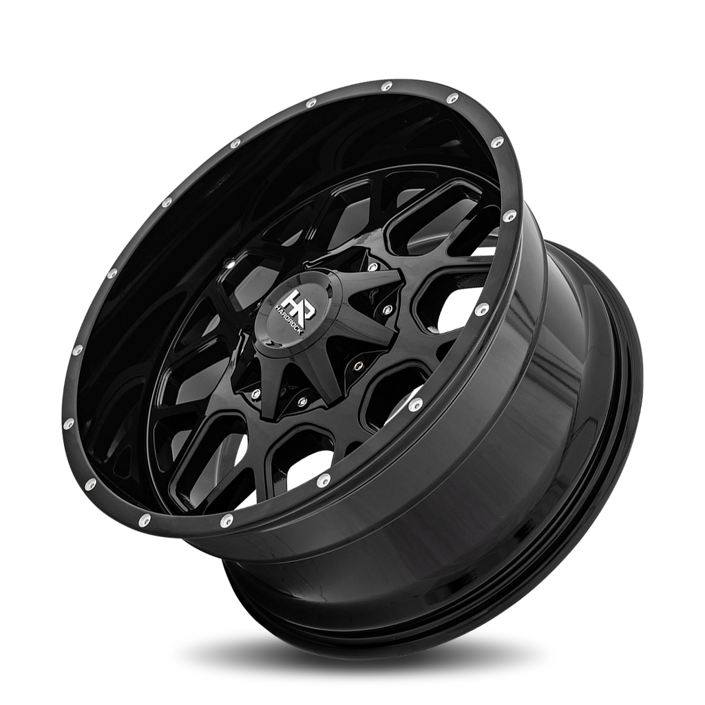 Aluminum Wheels Gunner 20x10 8x180 -19 124.3 Gloss Black Hardrock Offroad