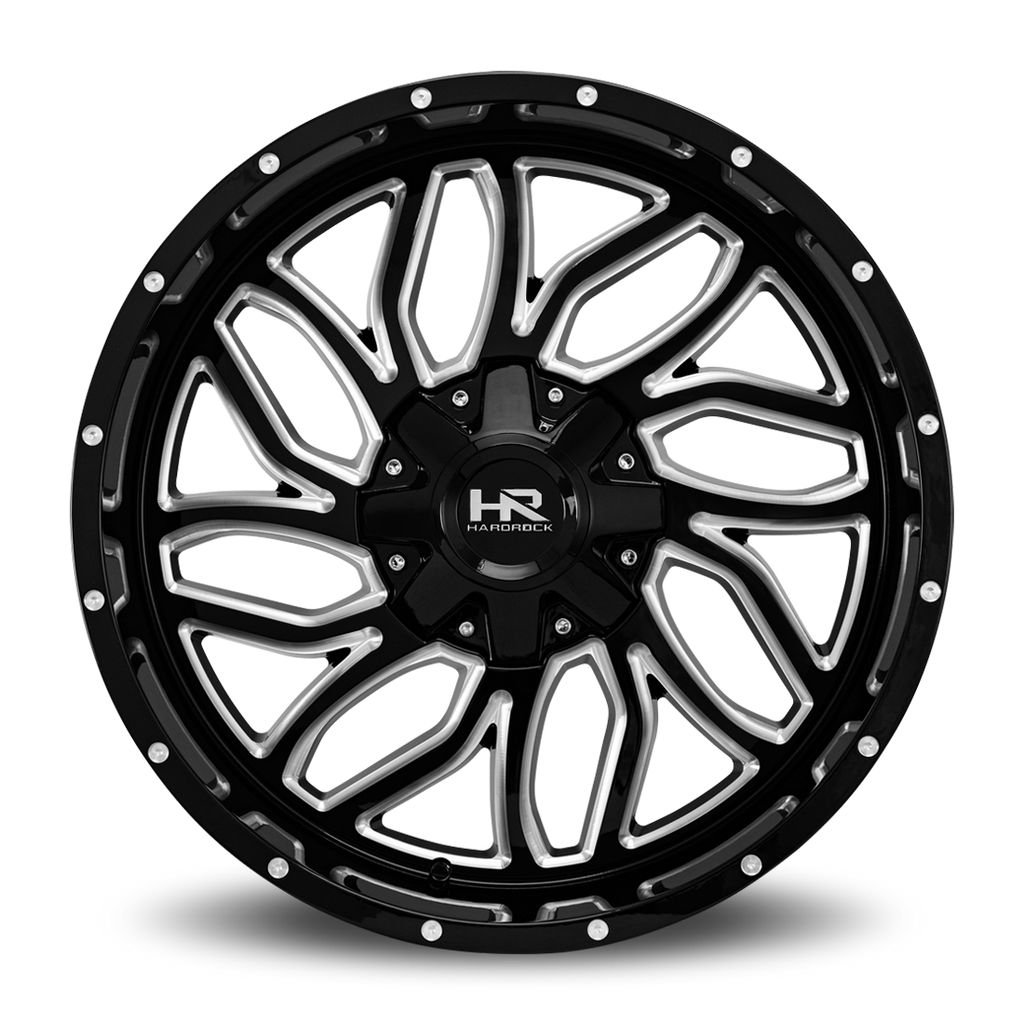 Aluminum Wheels Destroyer 22x10 8x165.1 -25 125.2 Gloss Black Milled Hardrock Offroad