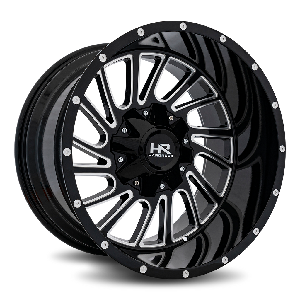 Aluminum Wheels Overdrive 20x12 5x150/139.7 -51 110.3 Gloss Black Milled Hardrock Offroad