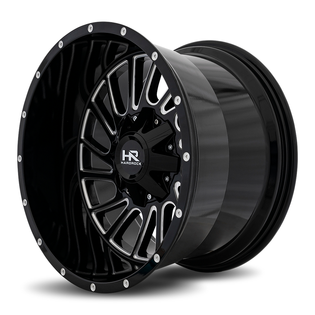 Aluminum Wheels Overdrive 20x12 5x150/139.7 -51 110.3 Gloss Black Milled Hardrock Offroad