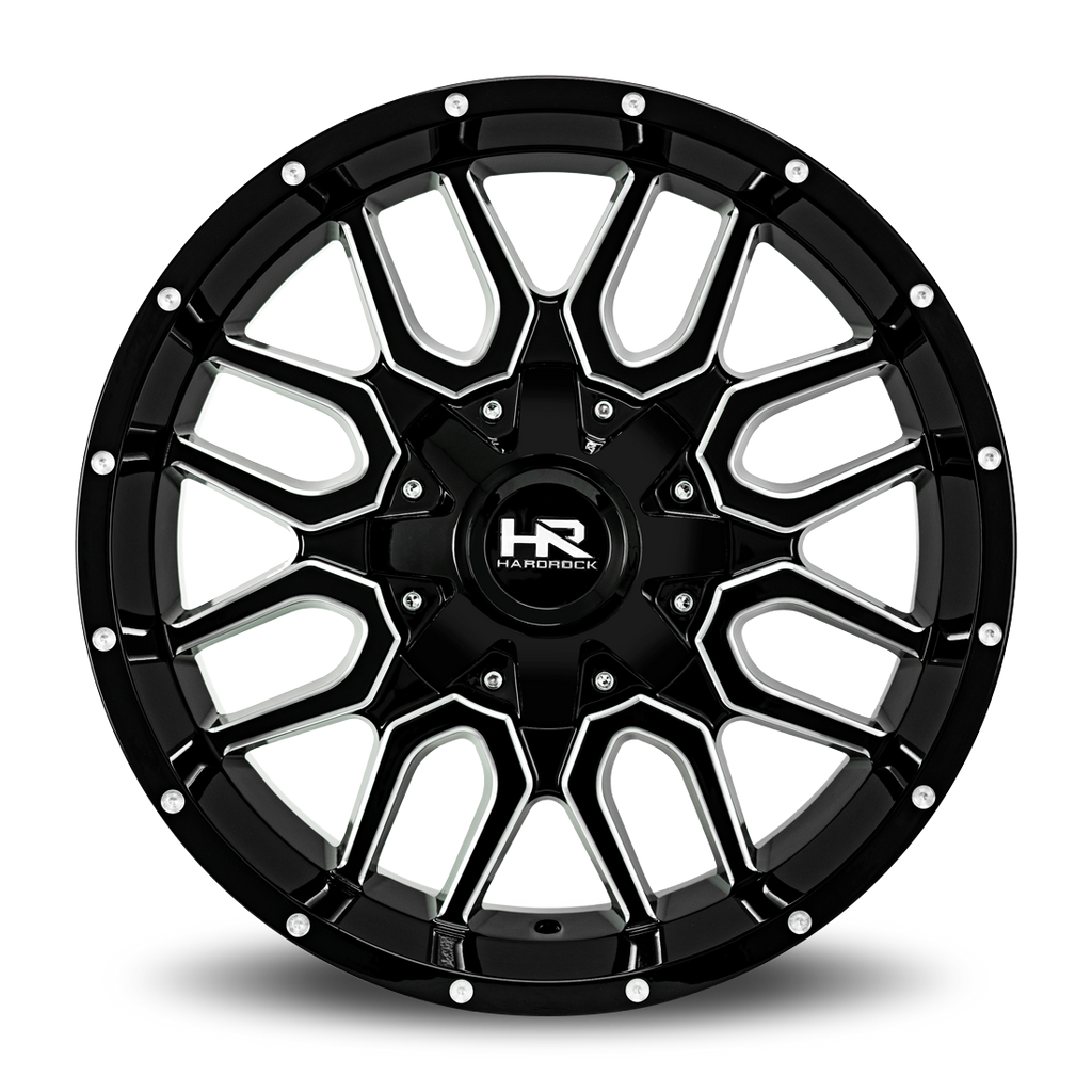 Aluminum Wheels Commander 20x10 8x165.1 -19 125.2 Gloss Black Milled Hardrock Offroad