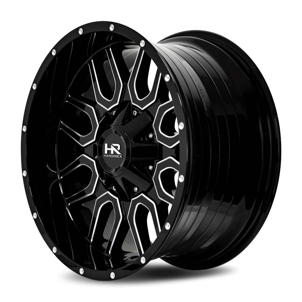 Aluminum Wheels Commander 20x10 8x165.1 -19 125.2 Gloss Black Milled Hardrock Offroad