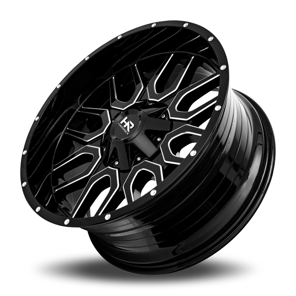 Aluminum Wheels Commander 22x10 5x127/139.7 -25 87 Gloss Black Milled Hardrock Offroad
