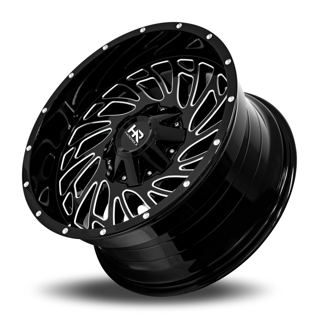 Aluminum Wheels Attack 20x10 8x165.1 -19 125.2 Gloss Black Milled Hardrock Offroad