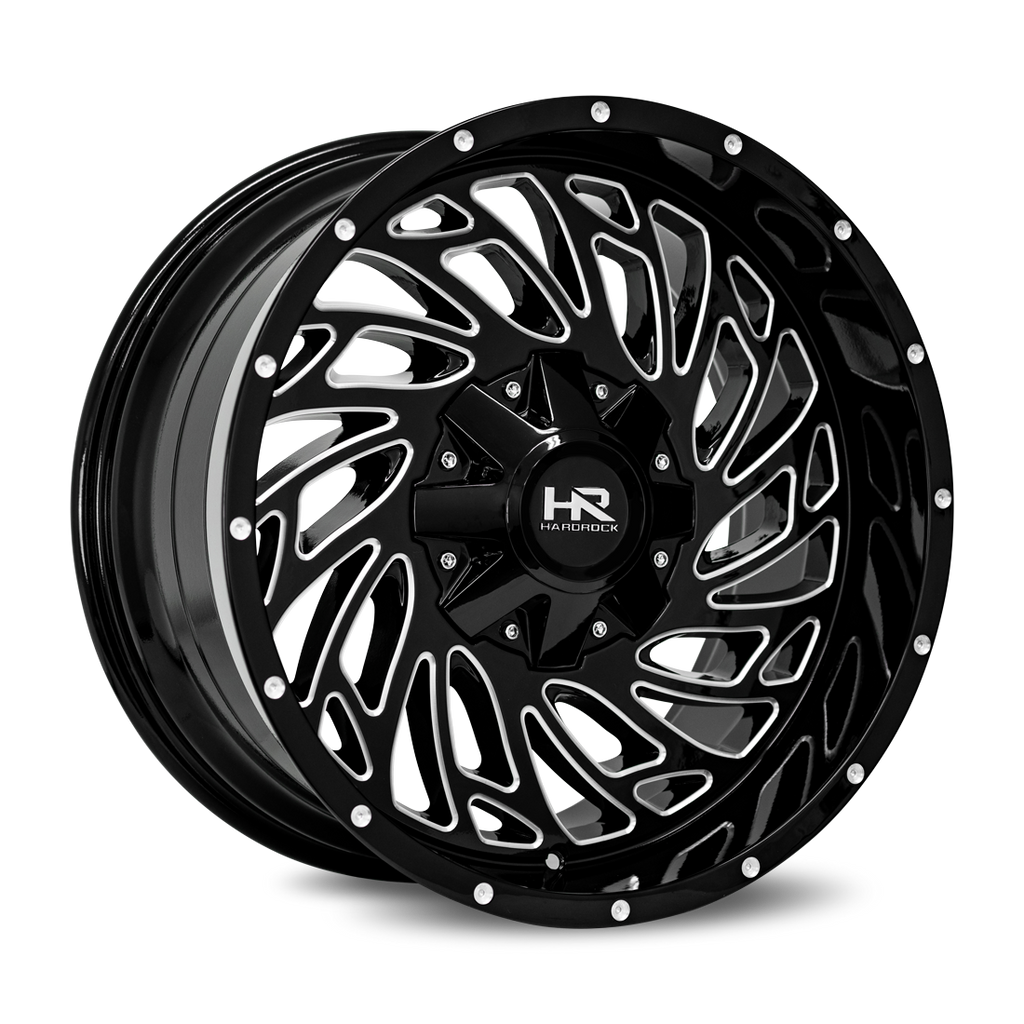 Aluminum Wheels Attack 20x10 5x150/139.7 -19 110.3 Gloss Black Milled Hardrock Offroad