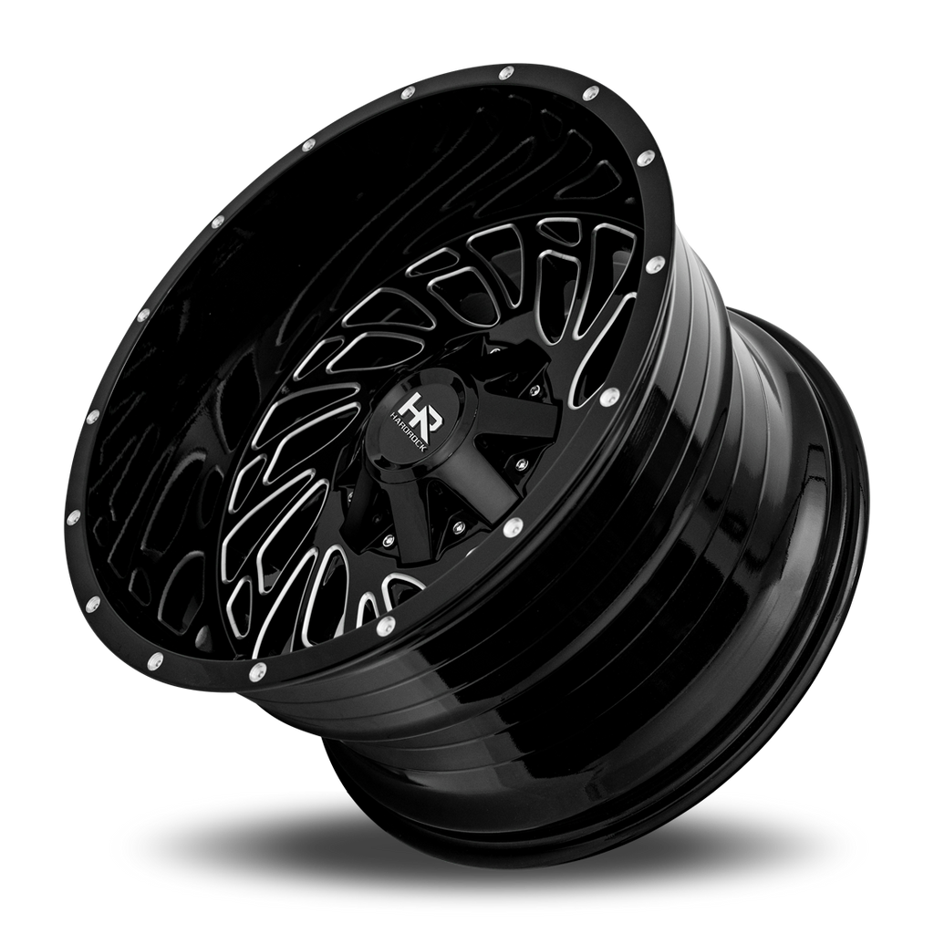 Aluminum Wheels Attack 20x12 6x135/139.7 -51 108 Gloss Black Milled Hardrock Offroad