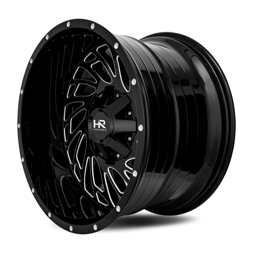 Aluminum Wheels Attack 20x12 8x170 -51 125.2 Gloss Black Milled Hardrock Offroad