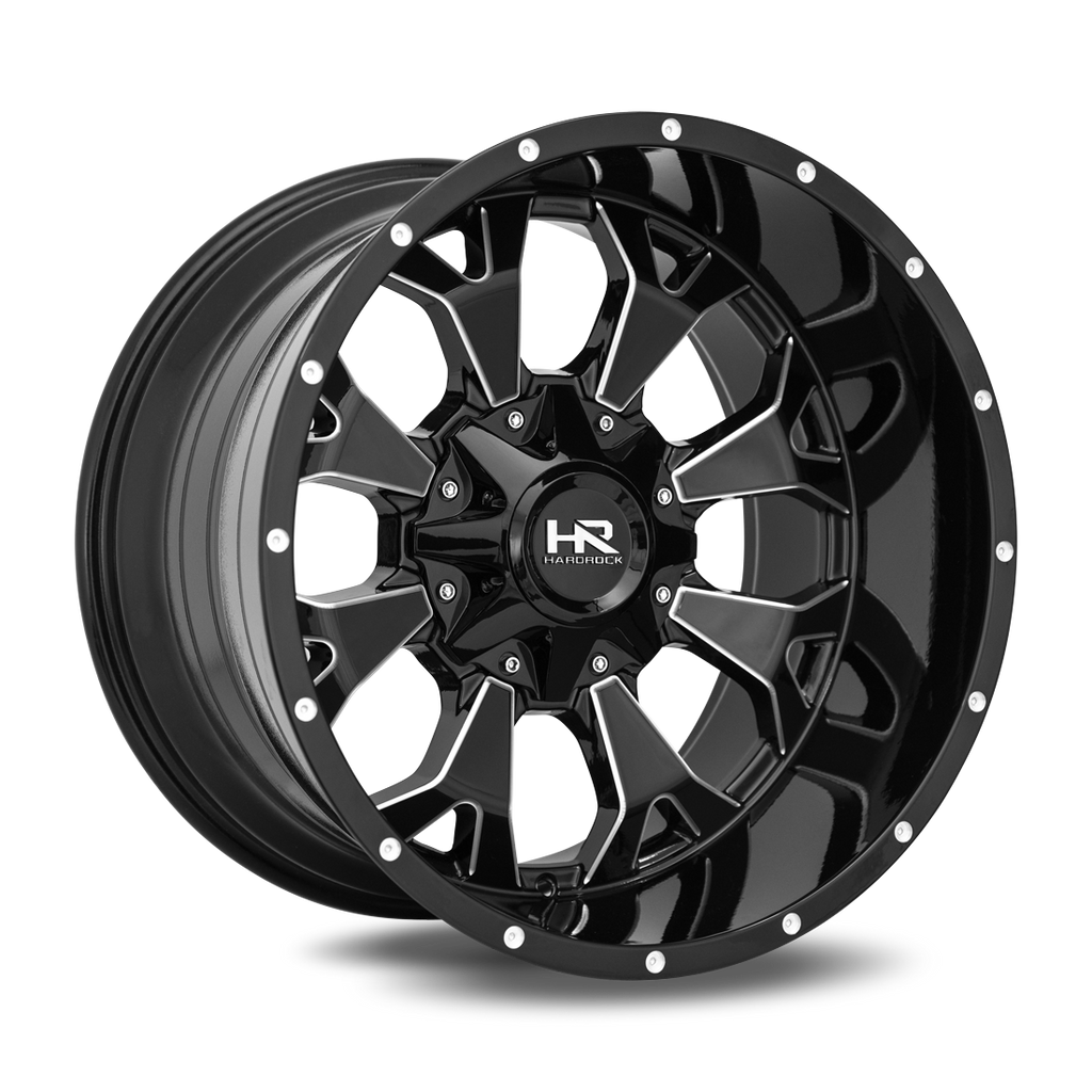 Aluminum Wheels Devastator 20x10 8x165.1 -19 125.2 Gloss Black Milled Hardrock Offroad